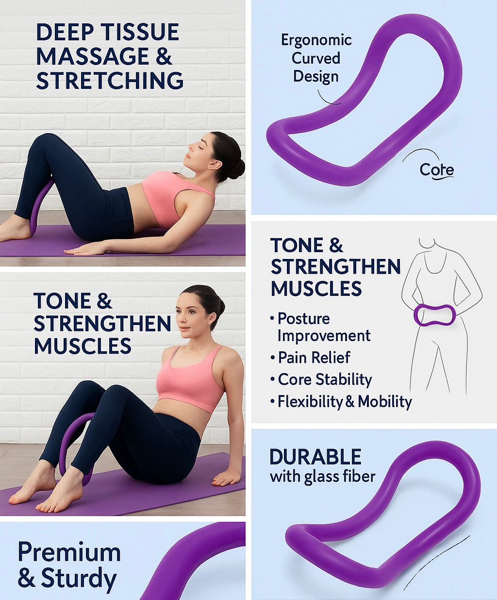 GlowFlex™ Premium Yoga Excise Ring – For Home Fitness & Pain Relief