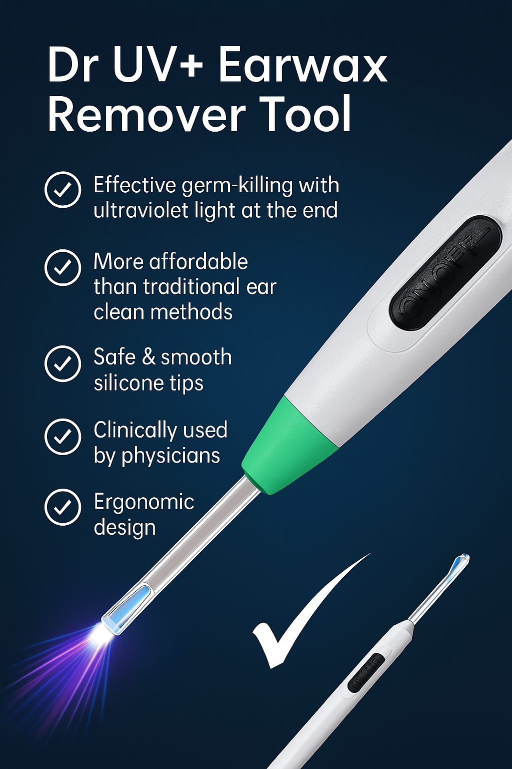 Dr UV+™ Earwax Remover Tool – With Germ-Killing UV Light